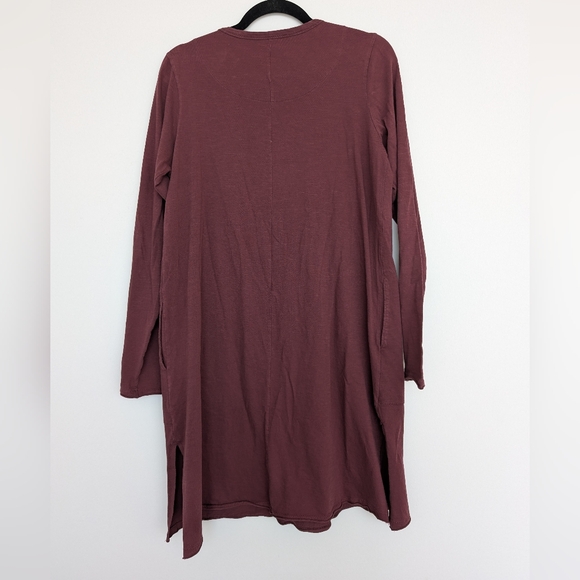 Gudrun Sjoden 100% Organic Cotton Maroon Long Sleeve Pocket Dress Lagenlook Sz M - Picture 14 of 16